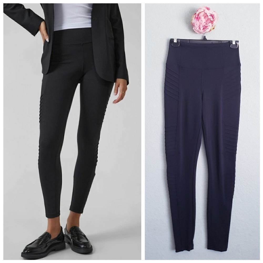 Athleta Delancey Black Moto Leggings